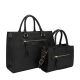 2-in-1 Faux Leather Flower-Detail Tote Shoulder Bag Set